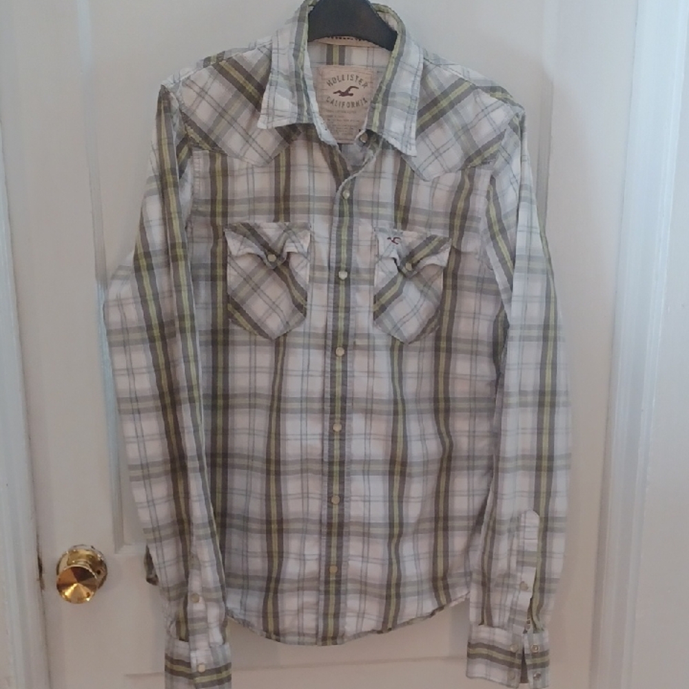 Hollister Multicolor Plaid Western Style Shirt Mens Style Medium Snaps